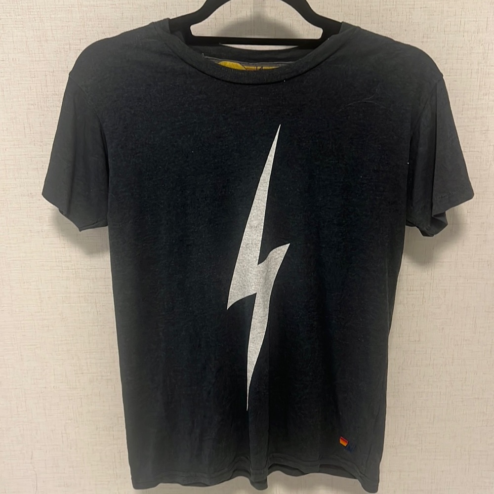 Size 14 — Aviator Nation grey t-shirt w/ white lightning bolt ⚡️